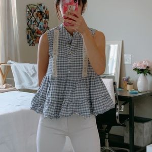 Gingham peplum tunic top